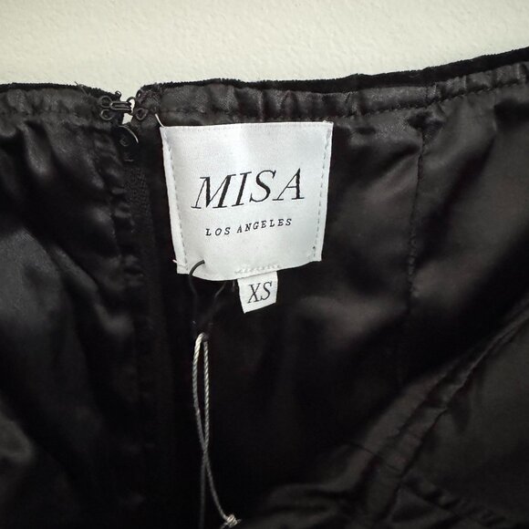 NWT Misa Los Angeles Black Velvet Evil Eye Embroidered Dress - Picture 5 of 5